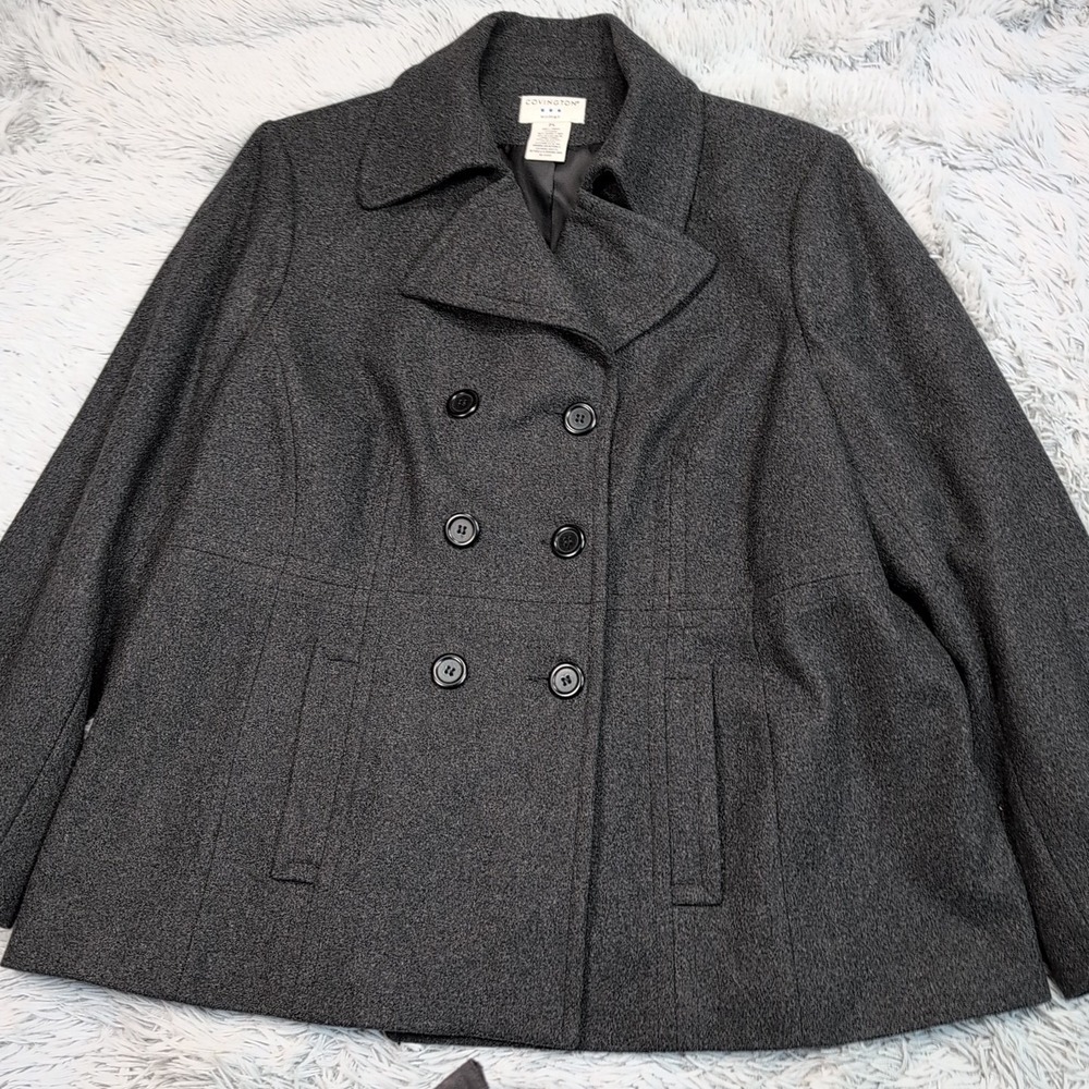 Vintage Covington Jacket Womens 2X Wool Blend Blazer Cozy Preppy Button Up Comfy